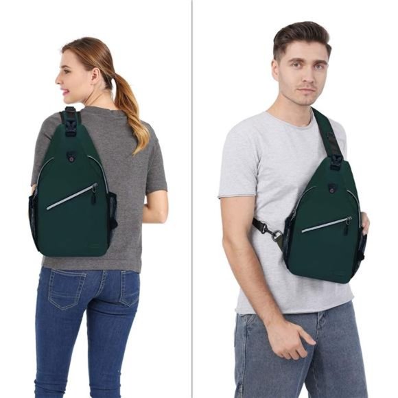 Multipurpose Crossbody Shoulder Bag Travel Hiking Daypack, Peacock Green main image 5